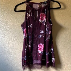 Whbm wine floral top